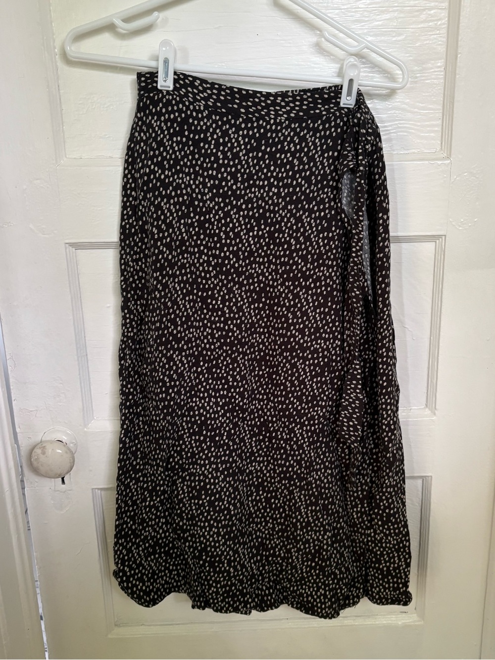 URBAN Romantics black midi wrap skirt with polka dots